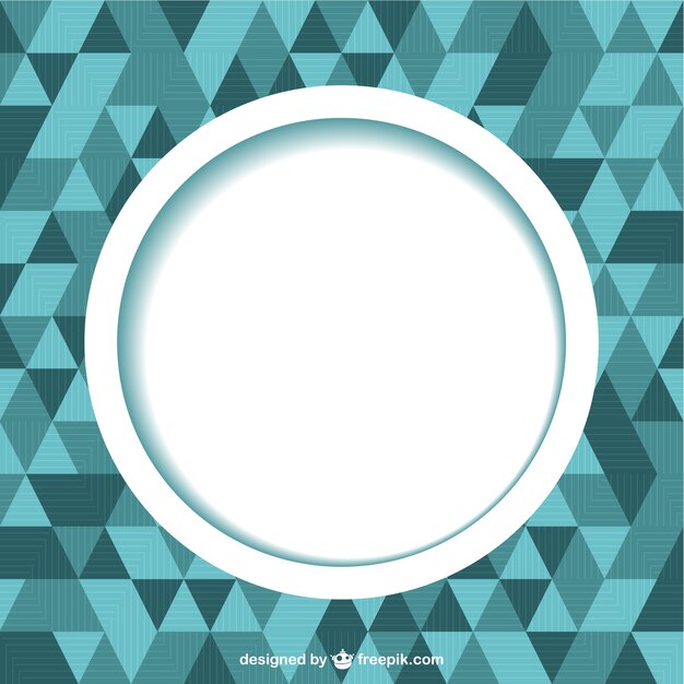 Geometric triangles background with big white circle
