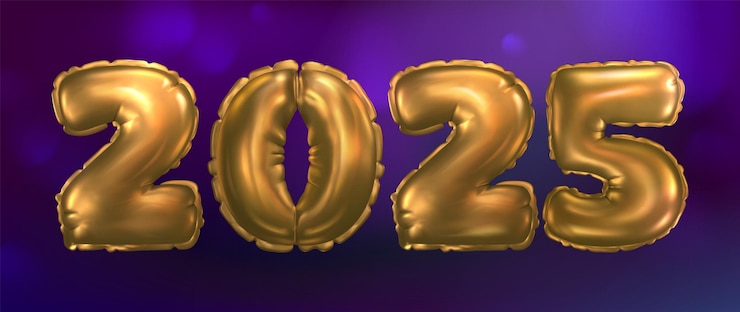 Zdarma Vektor golden inflatable helium balloon number 2025