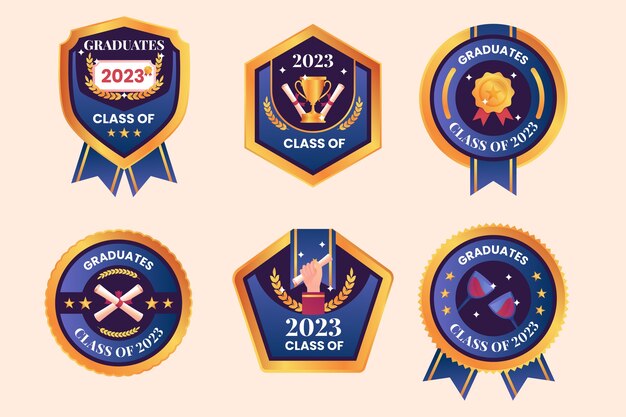 gradient badges collection for class of 2023 graduation