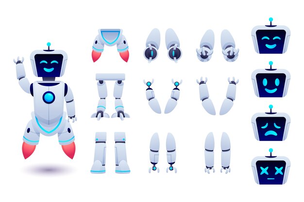 Gradient robot character constructor illustration