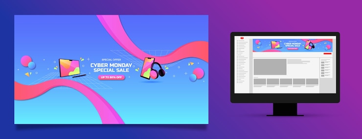 Zdarma Vektor grafika kanálu youtube pro cyber monday