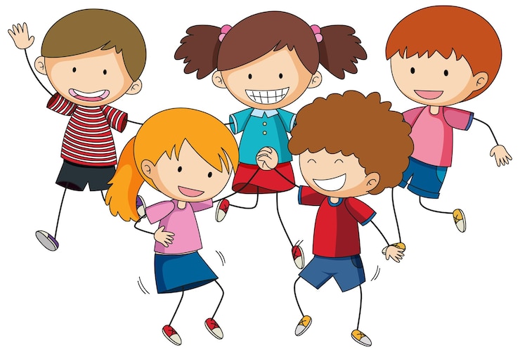 Zdarma Vektor group of doodle children cartoon character