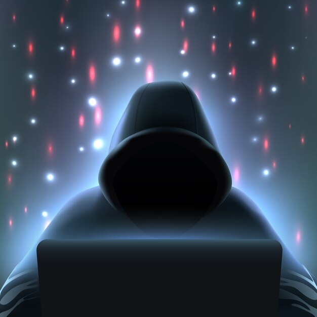 hacker computer realistic composition