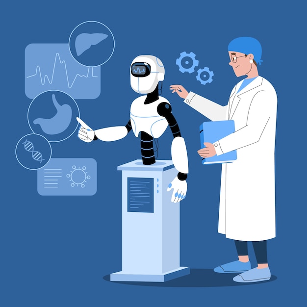 hand drawn ai healthcare  illustration