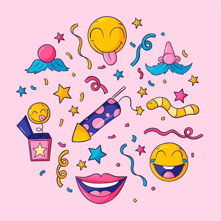 Zdarma Vektor hand drawn april fools day elements collection