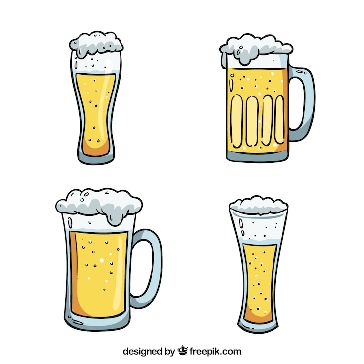 Zdarma Vektor hand drawn beer glass & mug collection