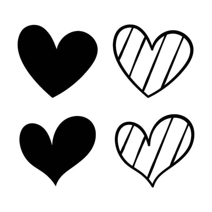 Zdarma Vektor hand drawn black hearts set