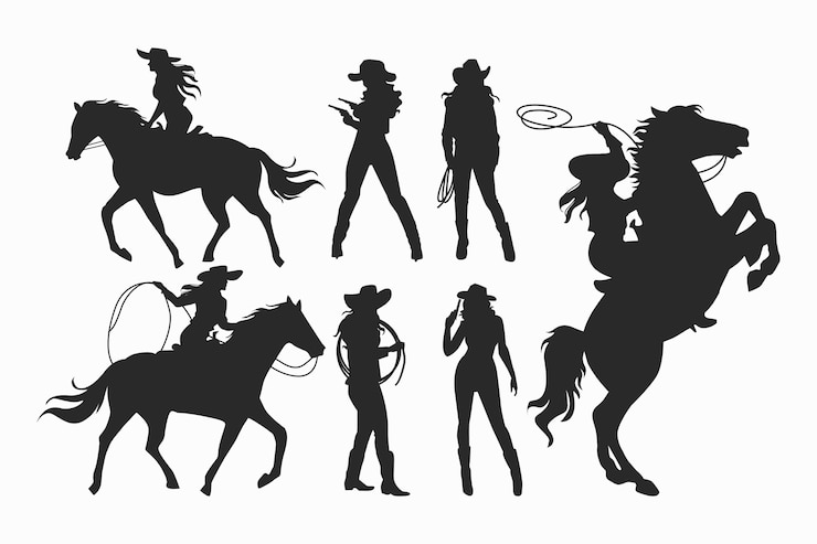 Zdarma Vektor hand drawn  cowgirl silhouette