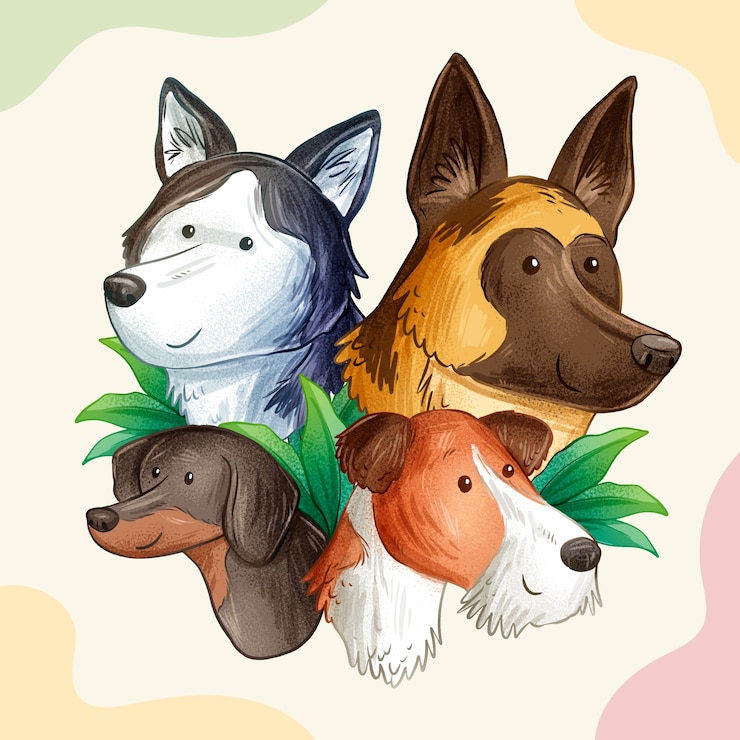 Zdarma Vektor hand drawn dog breeds illustration
