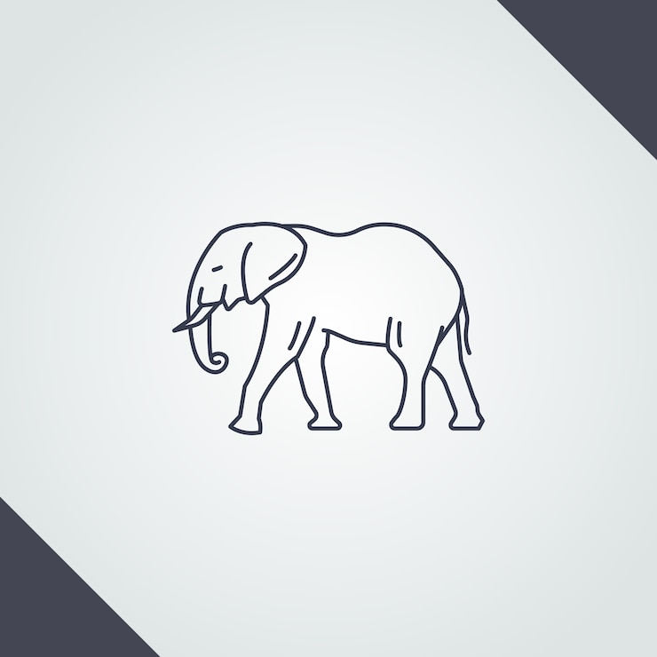 Zdarma Vektor hand drawn elephant outline illustration