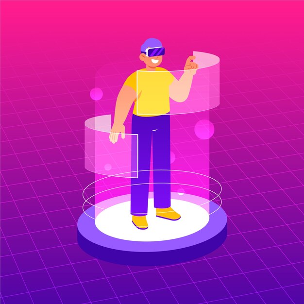 hand drawn flat design metaverse illustration