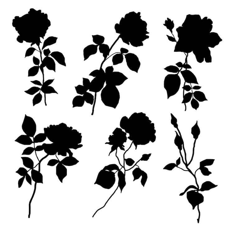Zdarma Vektor hand drawn flower silhouettes illustration