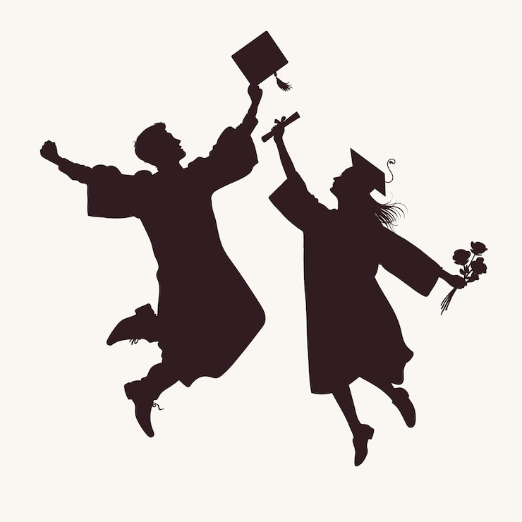 Zdarma Vektor hand drawn graduation silhouette