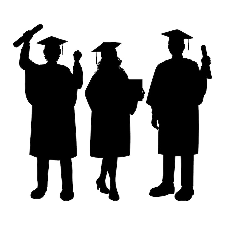 Zdarma Vektor hand drawn graduation silhouette