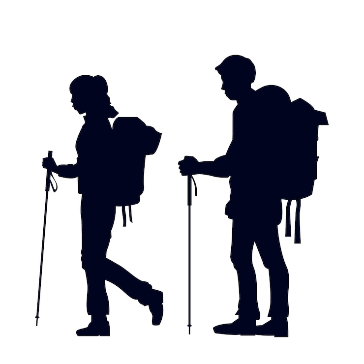 Zdarma Vektor hand drawn hiking silhouette illustration