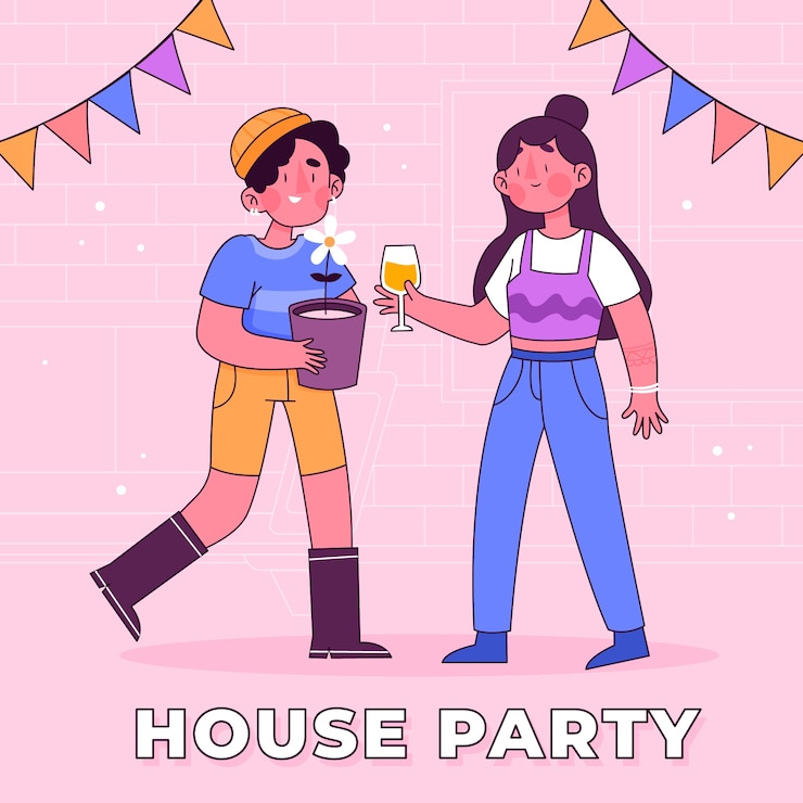Zdarma Vektor hand drawn house party illustration