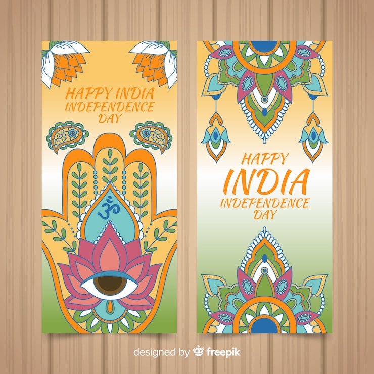 Zdarma Vektor hand drawn india independence day banners