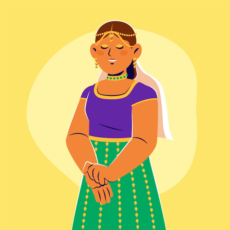 Zdarma Vektor hand drawn indian bride illustration