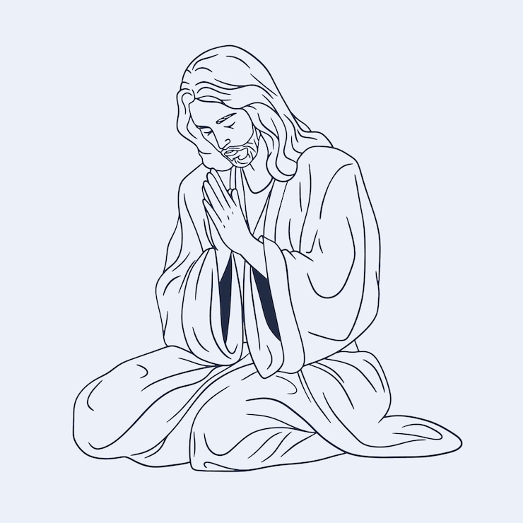 Zdarma Vektor hand drawn jesus drawing illustration