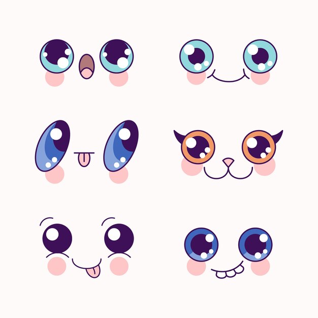 hand drawn kawaii face illustration
