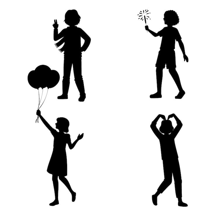 Zdarma Vektor hand drawn  little girl silhouette
