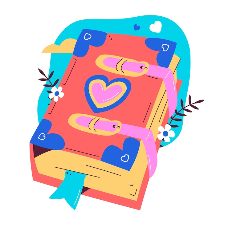 Zdarma Vektor hand drawn magic love book with flowers