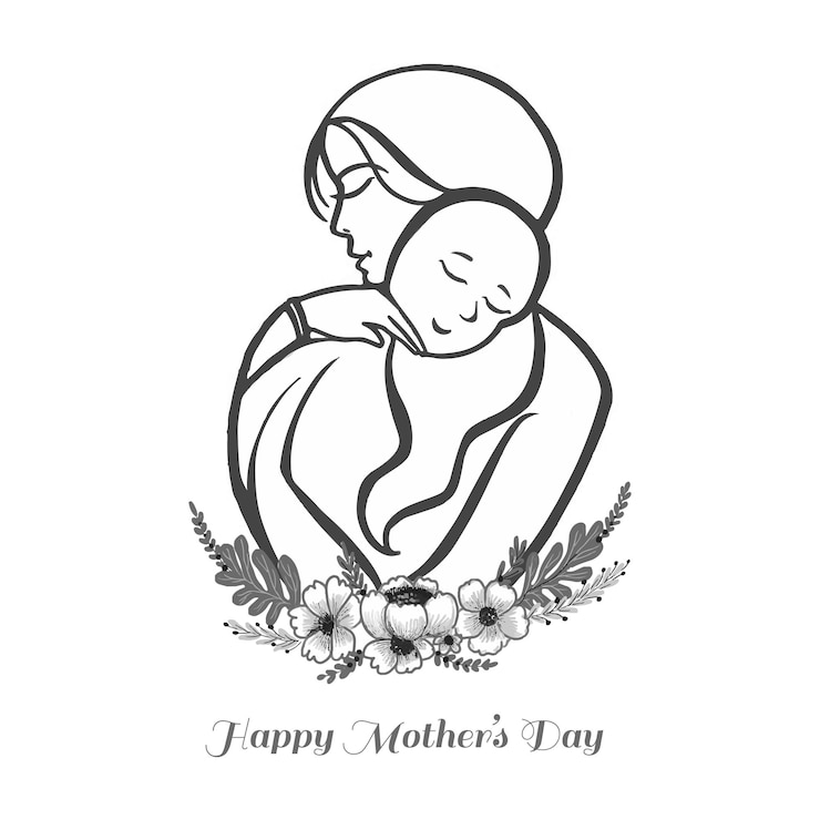 Zdarma Vektor hand drawn mother with baby card design