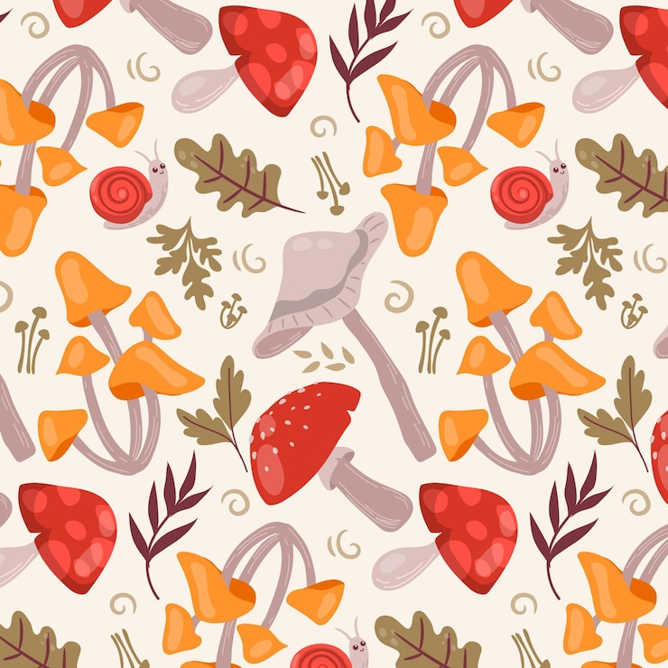 Zdarma Vektor hand drawn mushroom pattern
