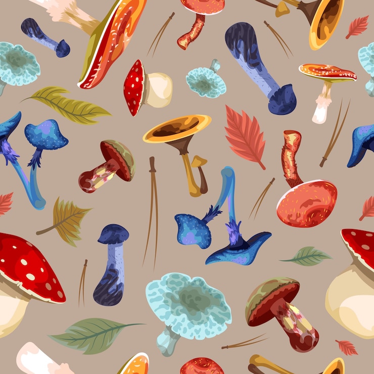 Zdarma Vektor hand drawn mushroom pattern