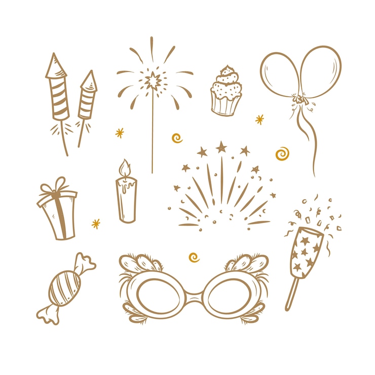 Zdarma Vektor hand drawn new year party element collection