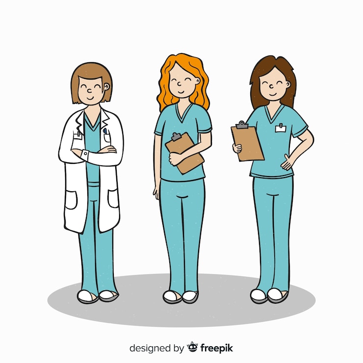 Zdarma Vektor hand drawn nurse team