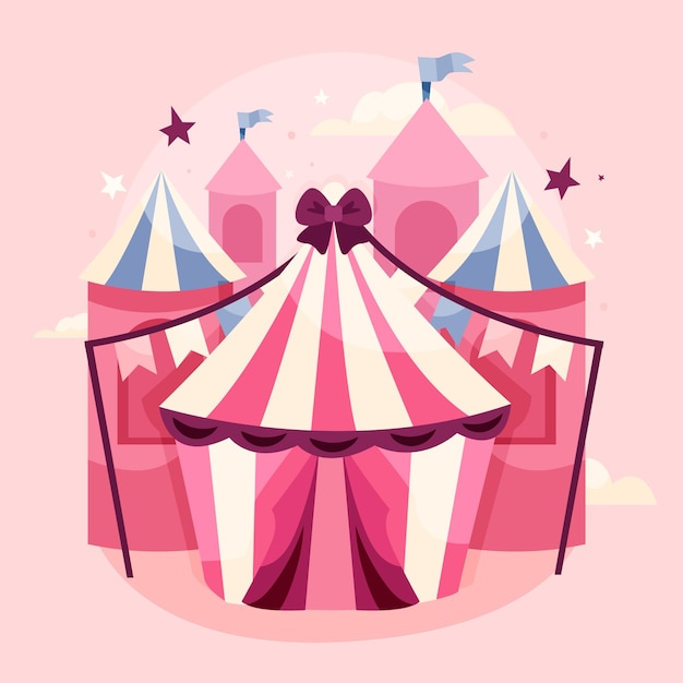 hand drawn pink circus illustration