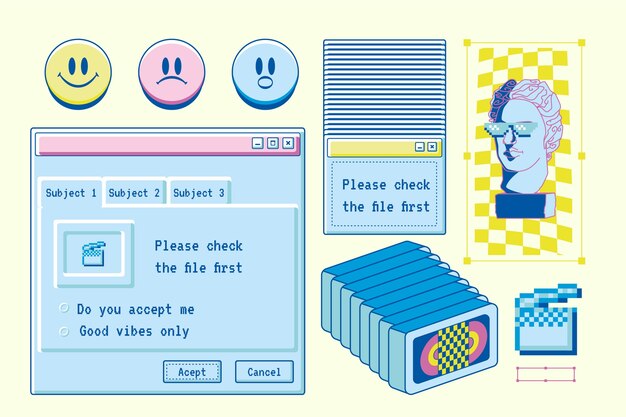 hand drawn retro computer windows element