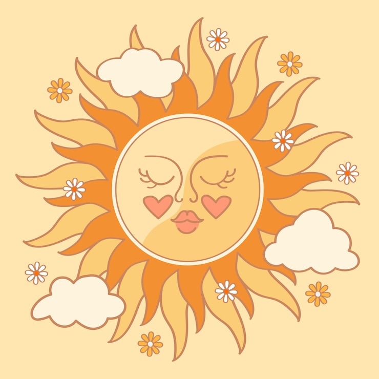 Zdarma Vektor hand drawn retro sun illustration
