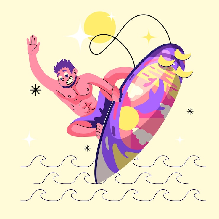 Zdarma Vektor hand drawn surfboard  cartoon illustration