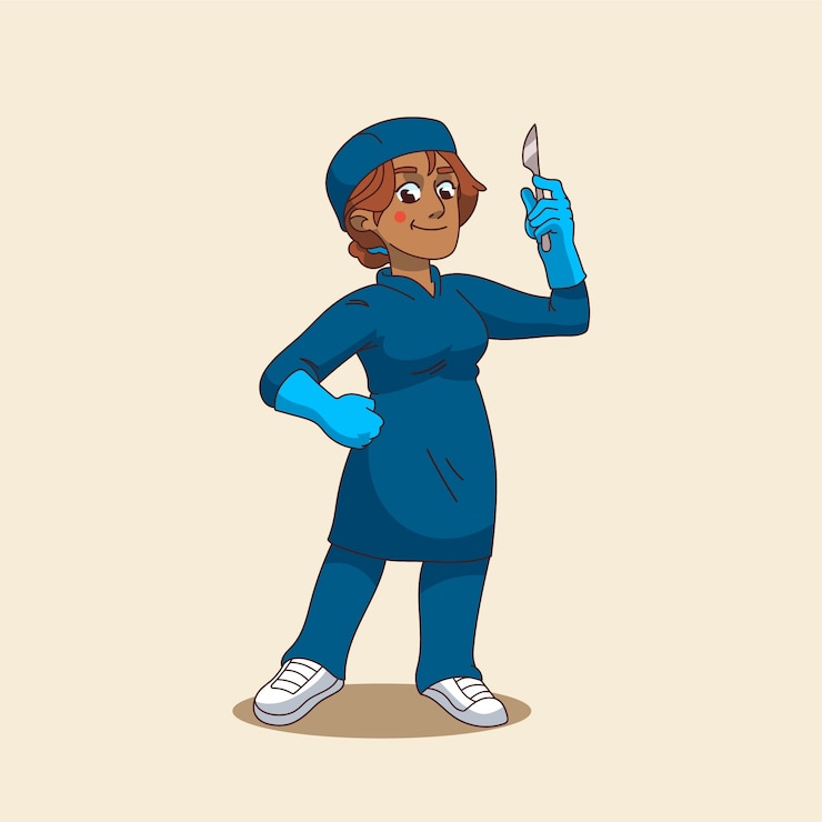 Zdarma Vektor hand drawn surgeon cartoon illustration