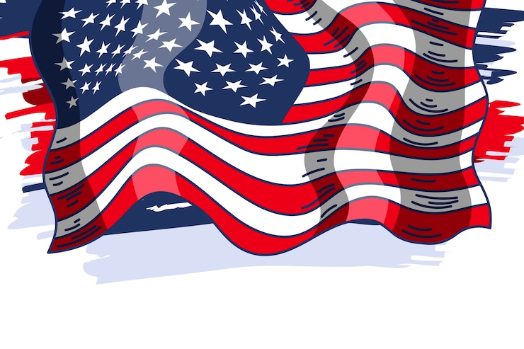 Zdarma Vektor hand drawn waving american flag background