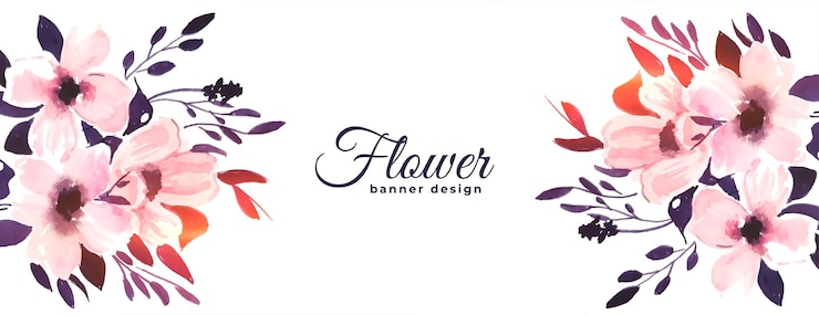Zdarma Vektor hand painted artistic floral banner for wedding invitation backdrop