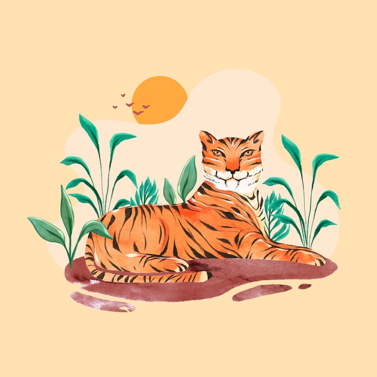 Zdarma Vektor hand painted watercolor global tiger day illustration