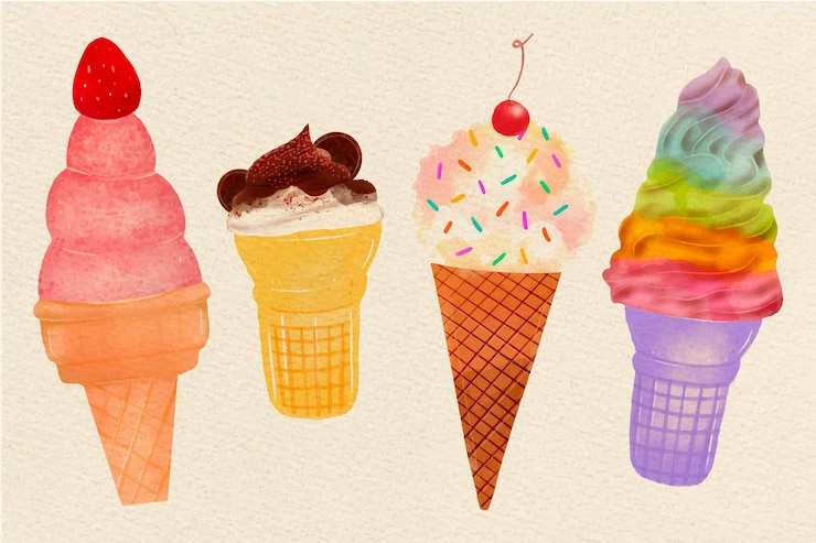Zdarma Vektor hand painted watercolor ice cream collection