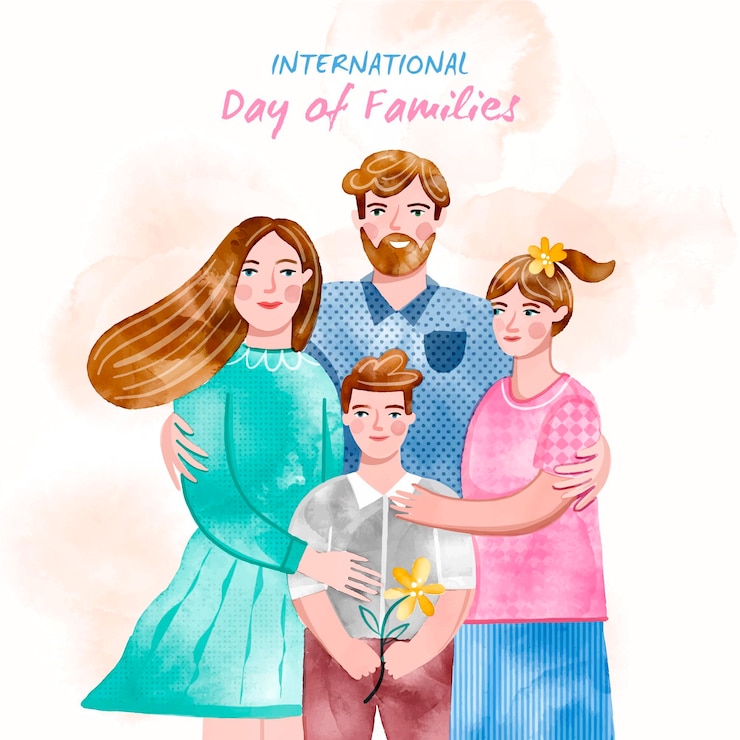 Zdarma Vektor hand painted watercolor international day of families illustration