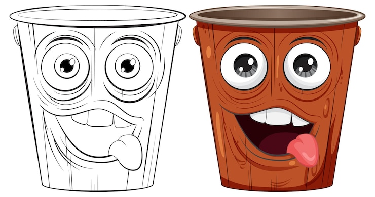 Zdarma Vektor happy and sad cartoon cups