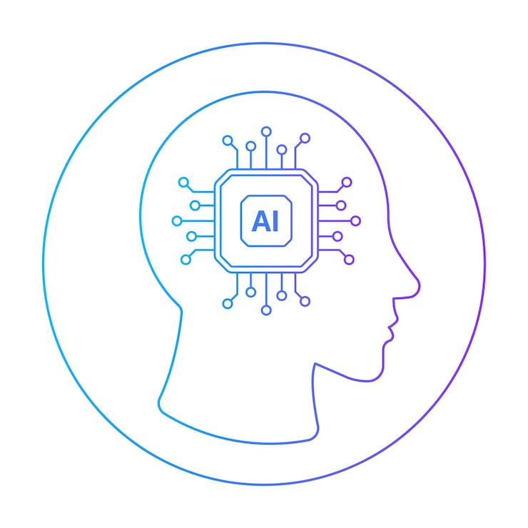 Zdarma Vektor head with ai chip