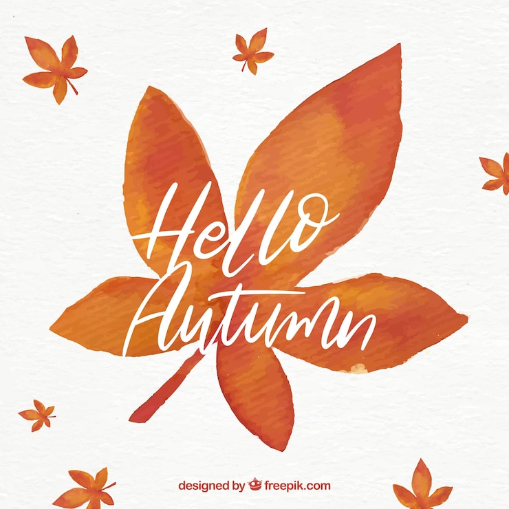Zdarma Vektor hello autumn lettering background with leaves 