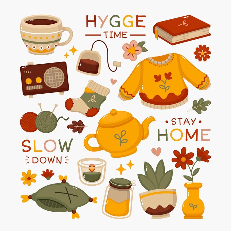 Zdarma Vektor hygge samolepky ve flat designu