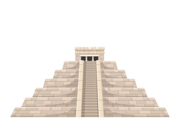 Ikona kresleného starověké mayské pyramidy na bílém pozadí, vektorová ilustrace