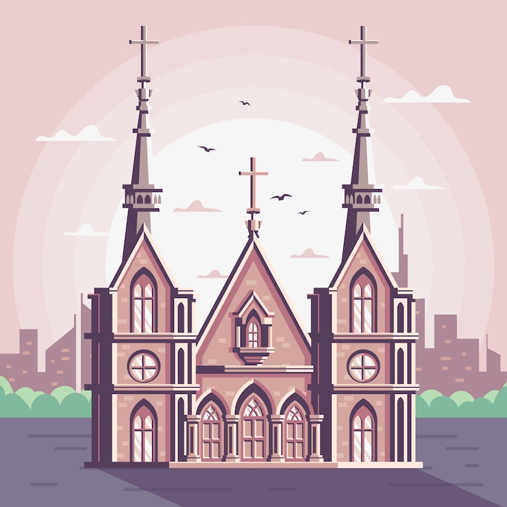 Zdarma Vektor ilustrace budovy kostela v plochém designu