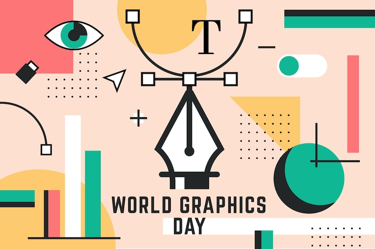 Zdarma Vektor ilustrace ke dni grafiky plochého světa