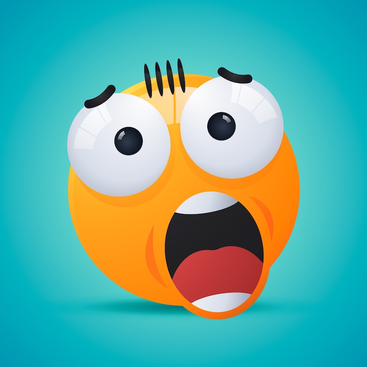 Zdarma Vektor ilustrace šokovaného emoji s gradientem