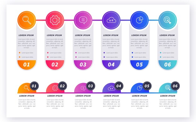 Infografická šablona s gradientní časovou osou